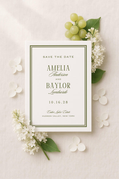 Old Money Striped Save the Date Template