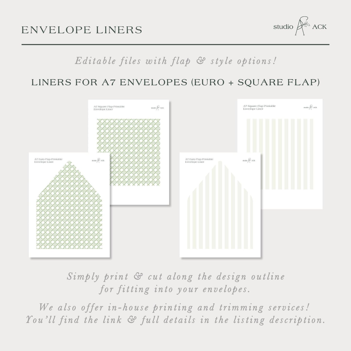 Green Rattan Envelope Liner Template