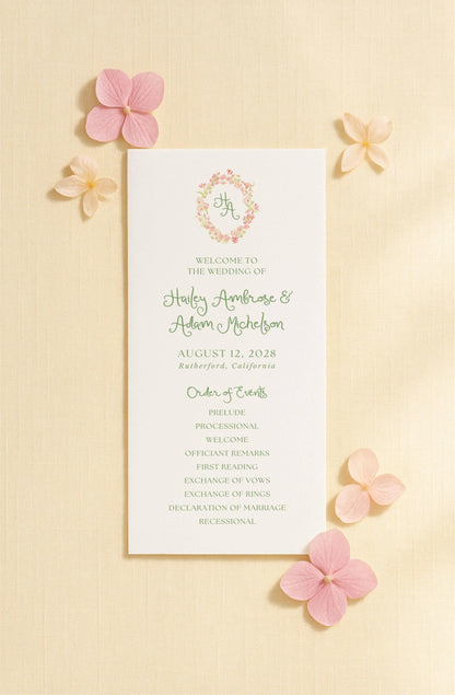Whimsical Garden Wedding Program Template