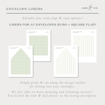 Green Rattan Wedding Invitation Suite Template