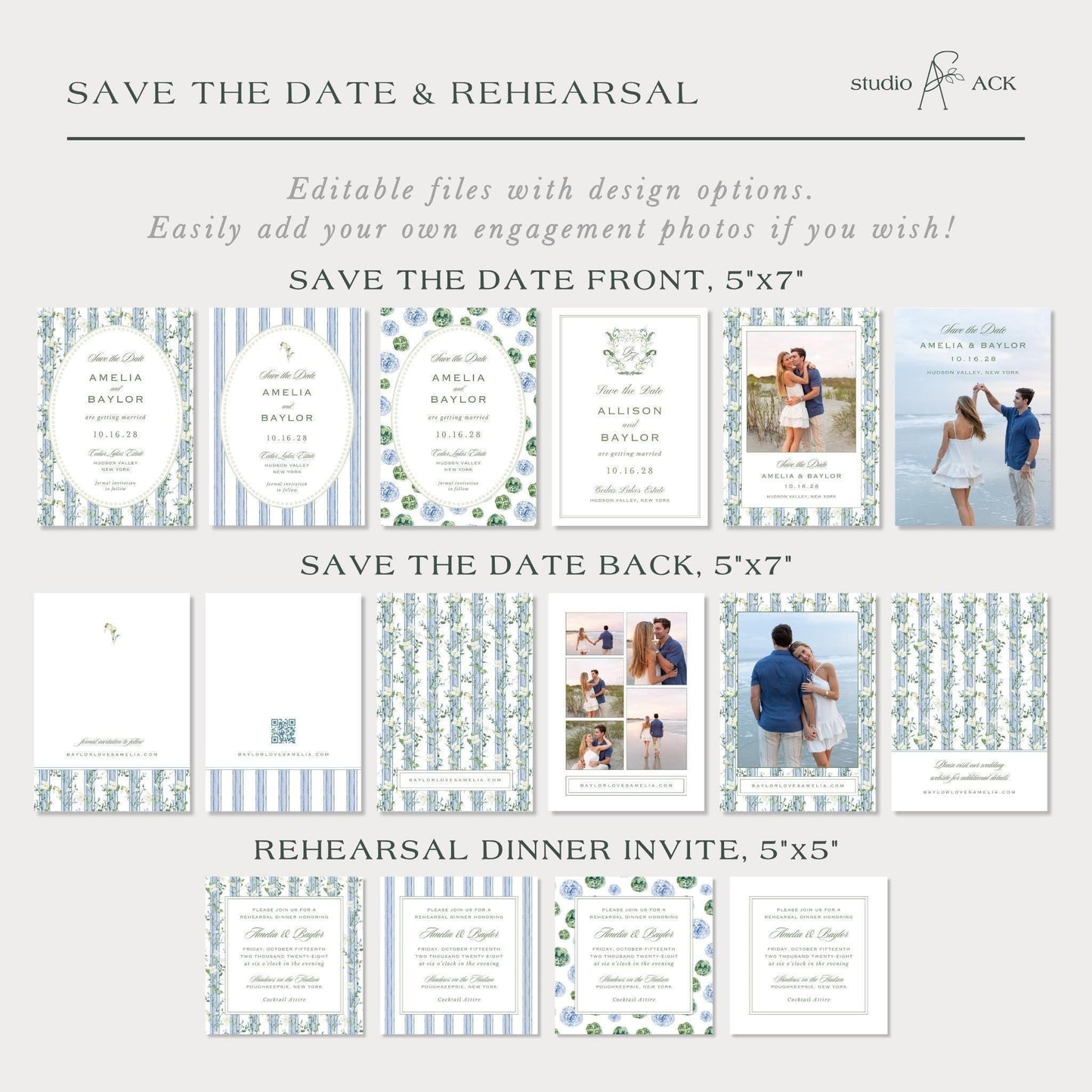 Blue, White & Green Wedding Template Bundle