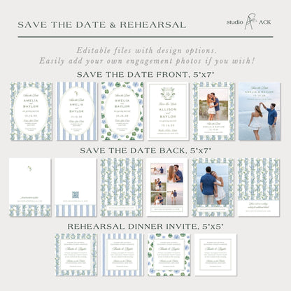 Blue, White & Green Wedding Template Bundle