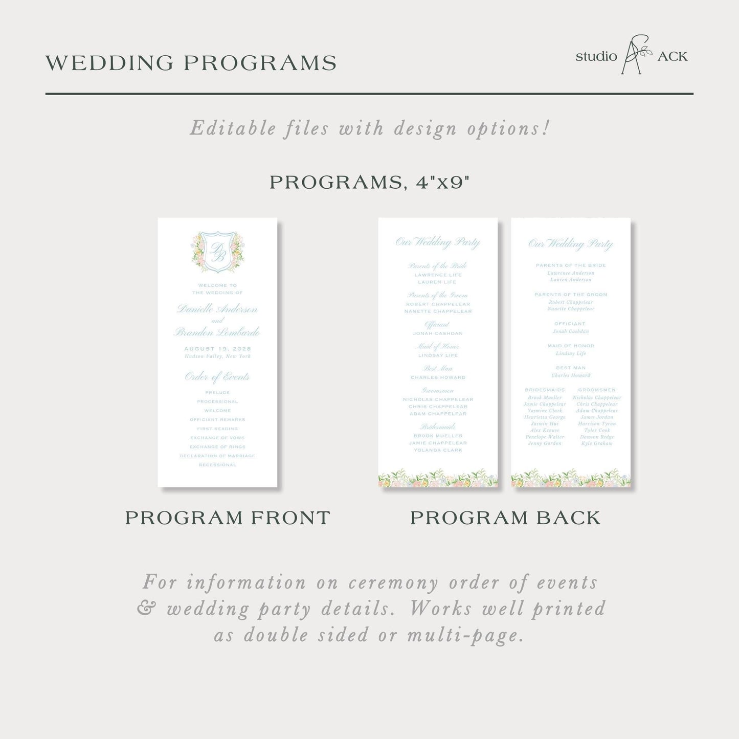 Colorful Floral Wedding Program Template
