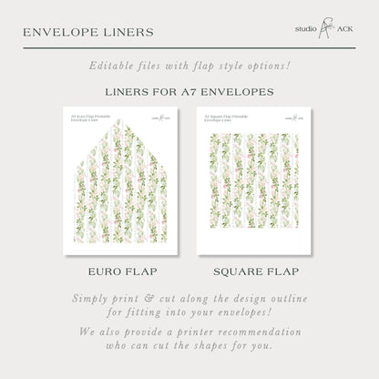 Hand-Painted Floral Envelope Liner Template