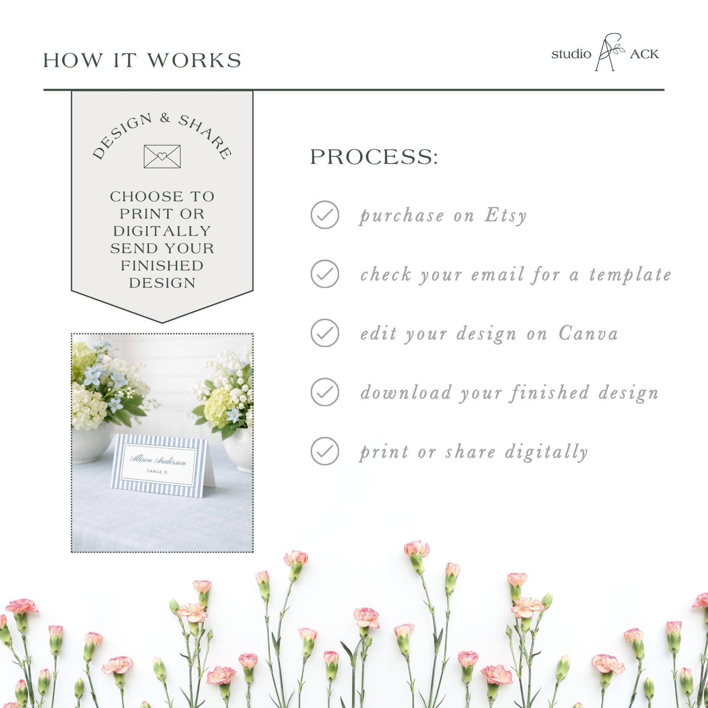 Blue Rattan Wedding Escort Card Template
