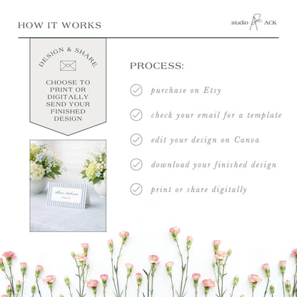 Blue Rattan Wedding Escort Card Template