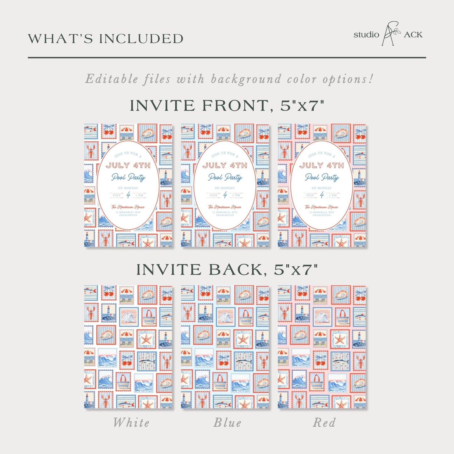 July 4th Pool Party Party Invitation Template