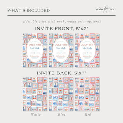 July 4th Pool Party Party Invitation Template
