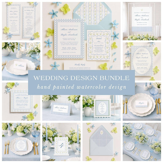Blue Rattan Wedding Template Bundle