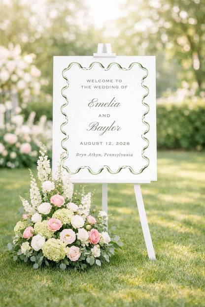 Watercolor Trellis Wedding Welcome Sign Template
