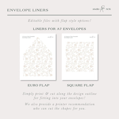 Neutral Floral Line Art Wedding Template Bundle