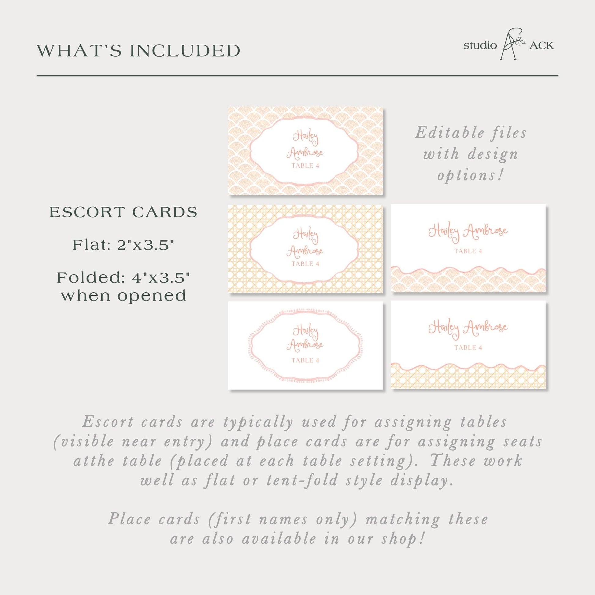 a set of four business cards with the words what's included