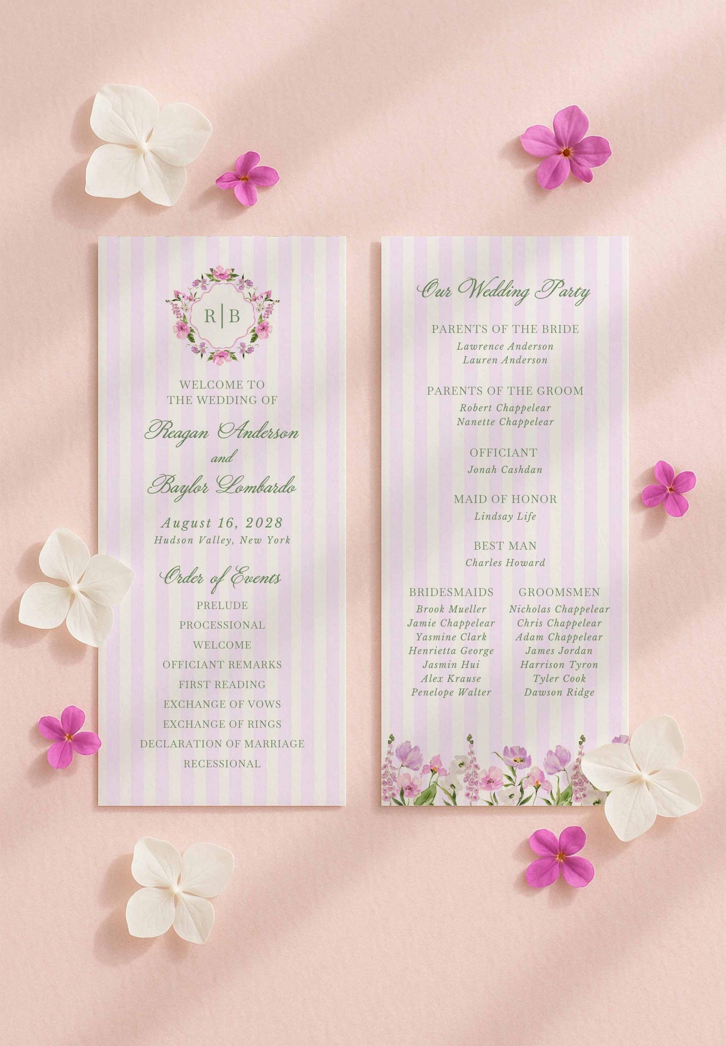Purple Floral Wedding Program Template