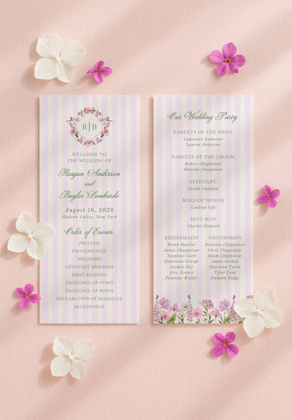 Purple Floral Wedding Program Template