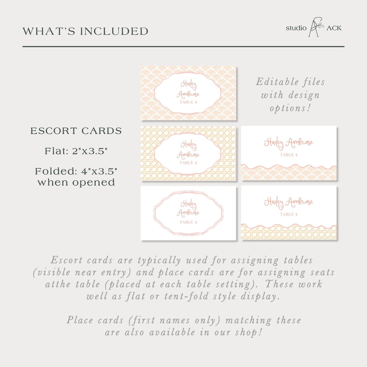a set of four business cards with the words what's included