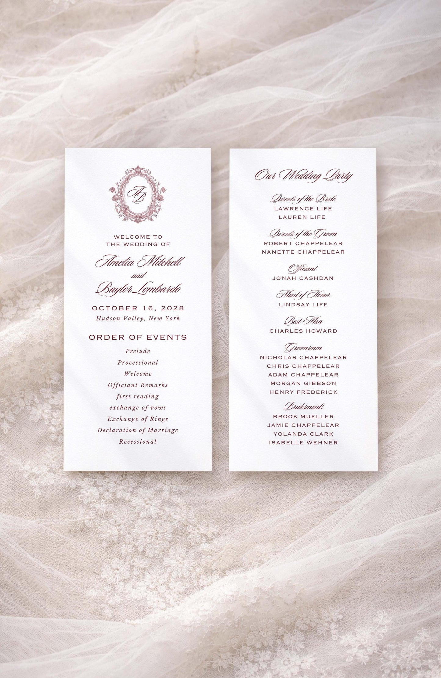 Vintage Lace Wedding Program Template