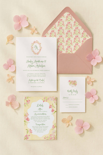 Whimsical Garden Wedding Invitation Suite Template