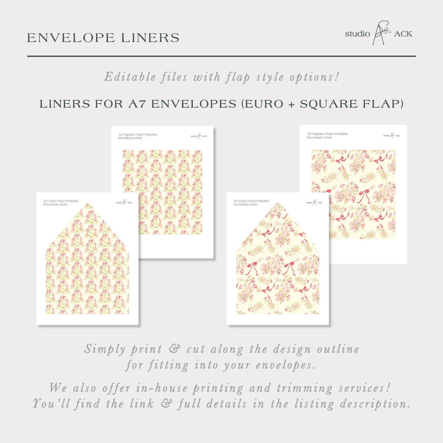 Whimsical Garden Envelope Liner Template