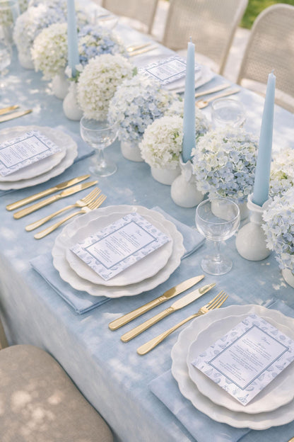 Coastal Toile Wedding Menu Template