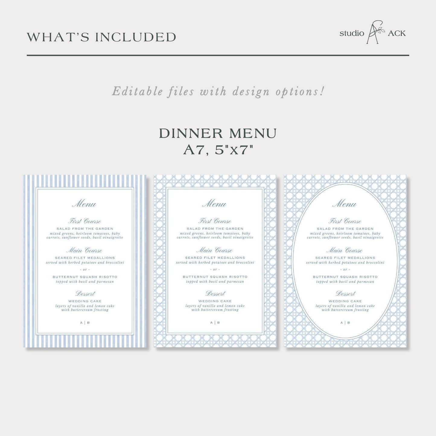 Blue Rattan Wedding Menu Template