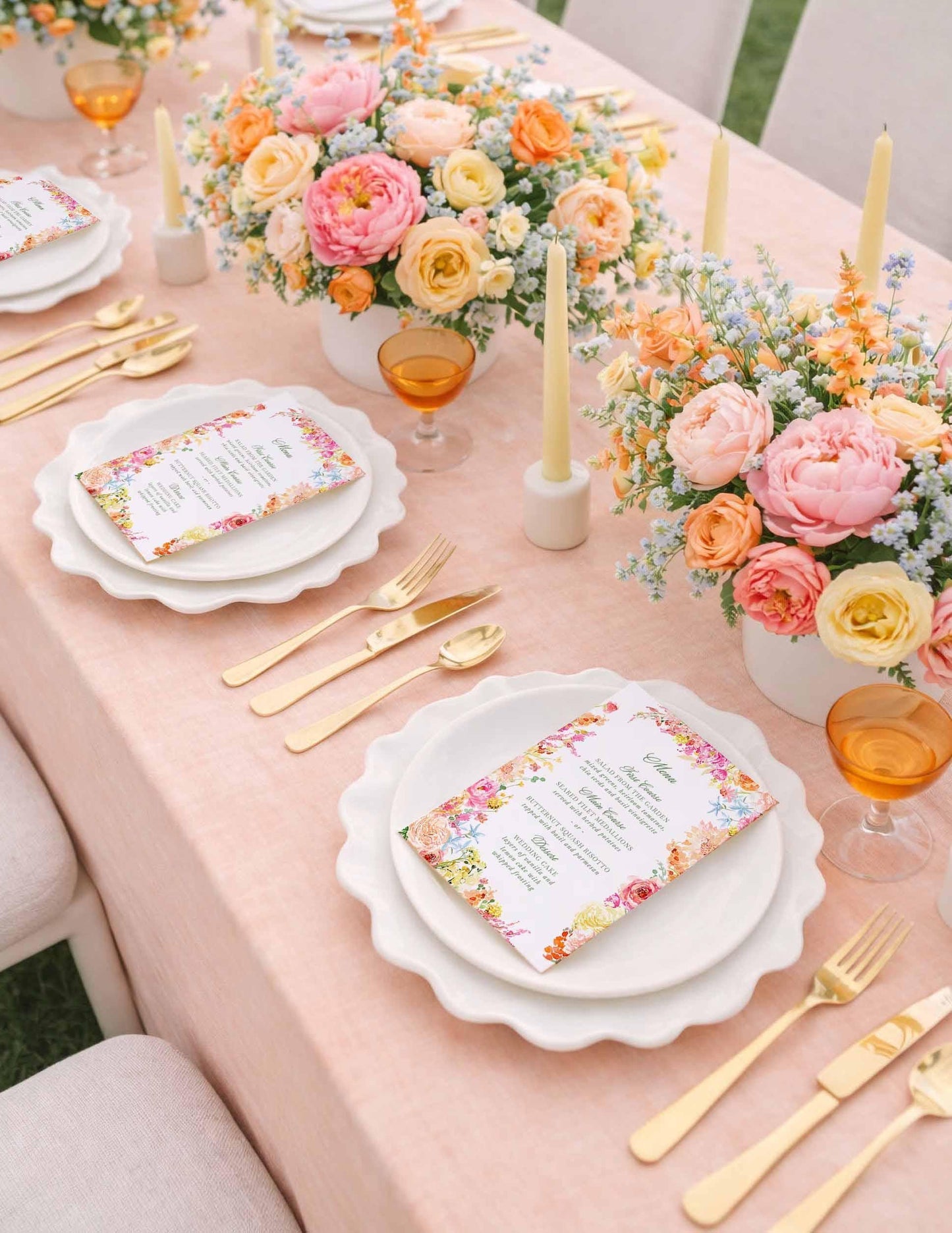 Colorful Floral Wedding Menu Template