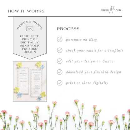 Blue Rattan Wedding Program Template