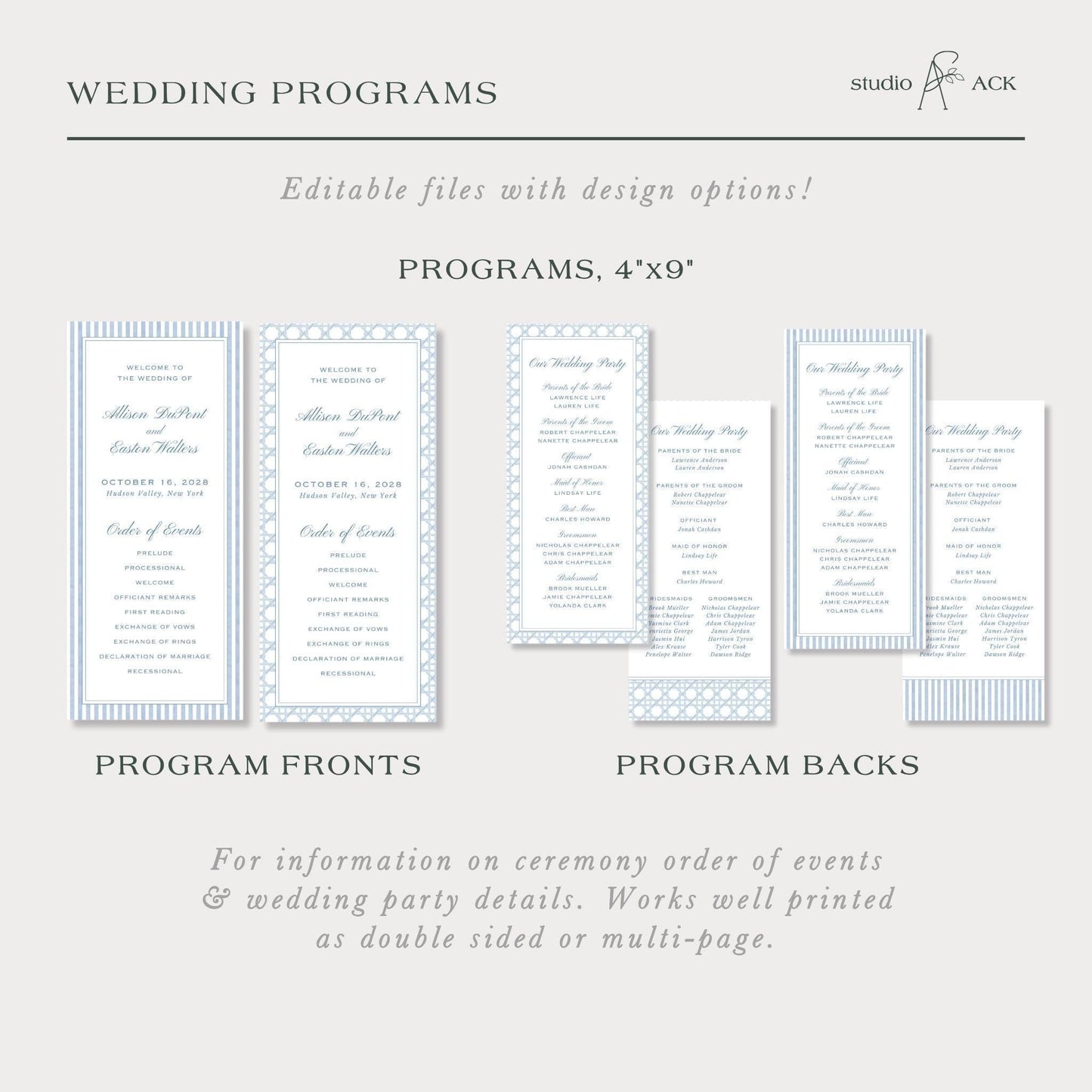 Blue Rattan Wedding Template Bundle