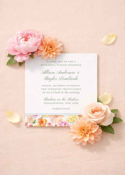 Bright Colorful Floral Rehearsal Dinner Invitation Template