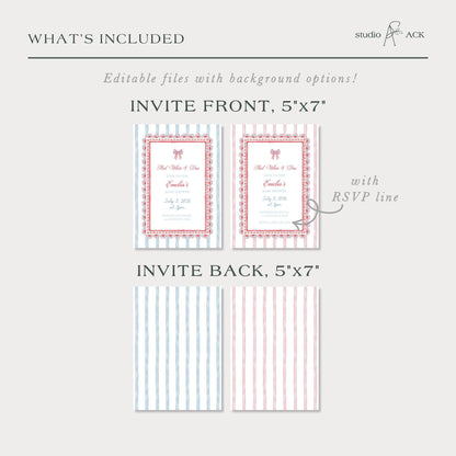Red, White & Due Baby Shower Invitation Template
