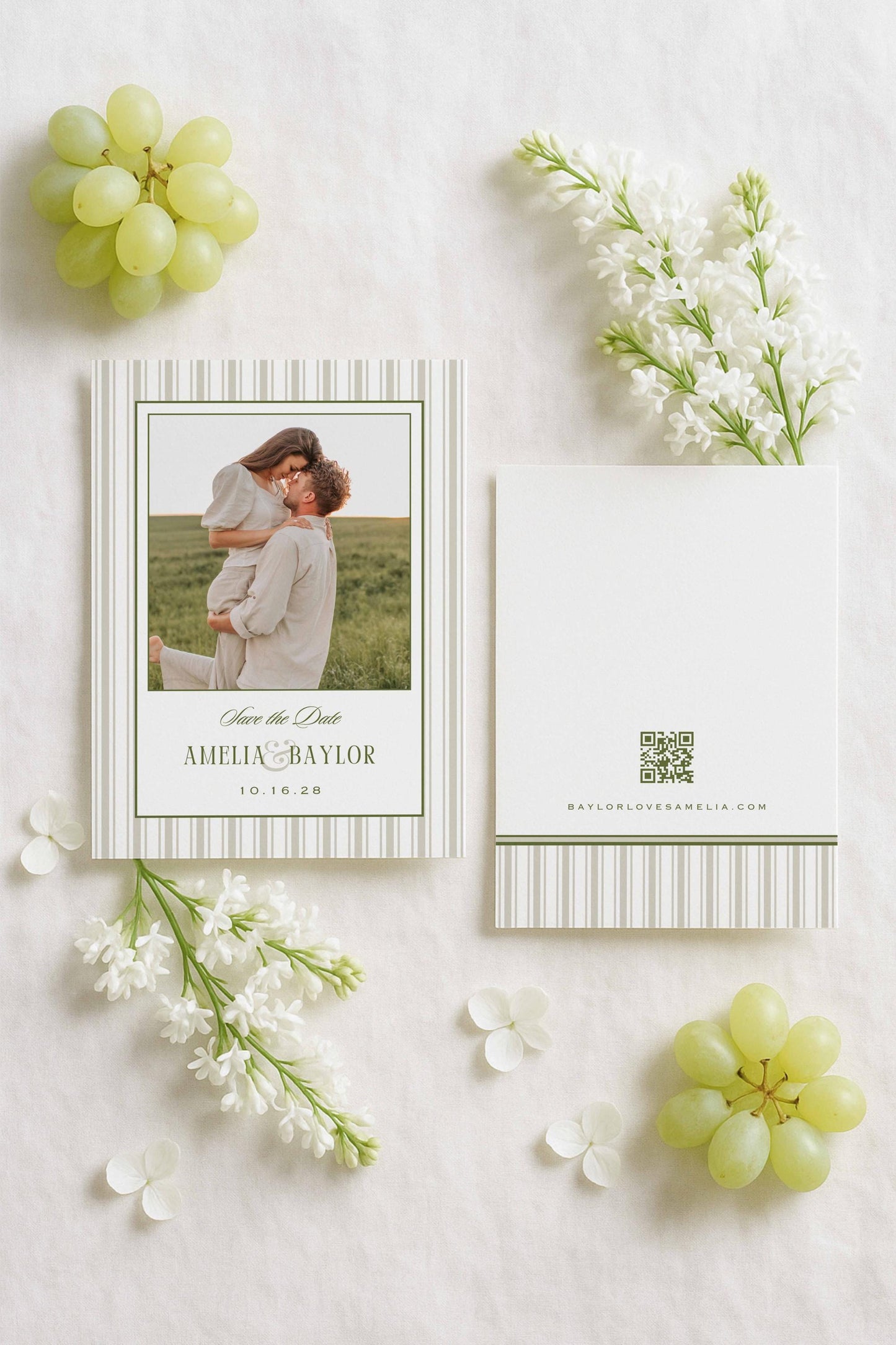 Old Money Striped Save the Date Template