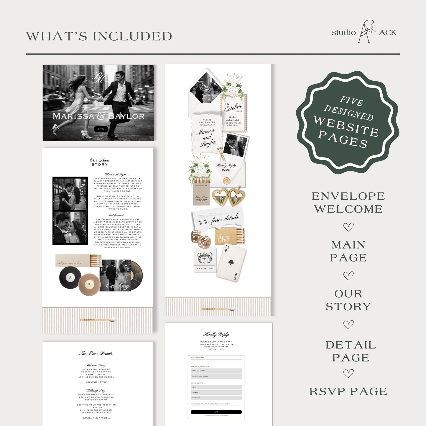 Old Money Striped Wedding Website Template