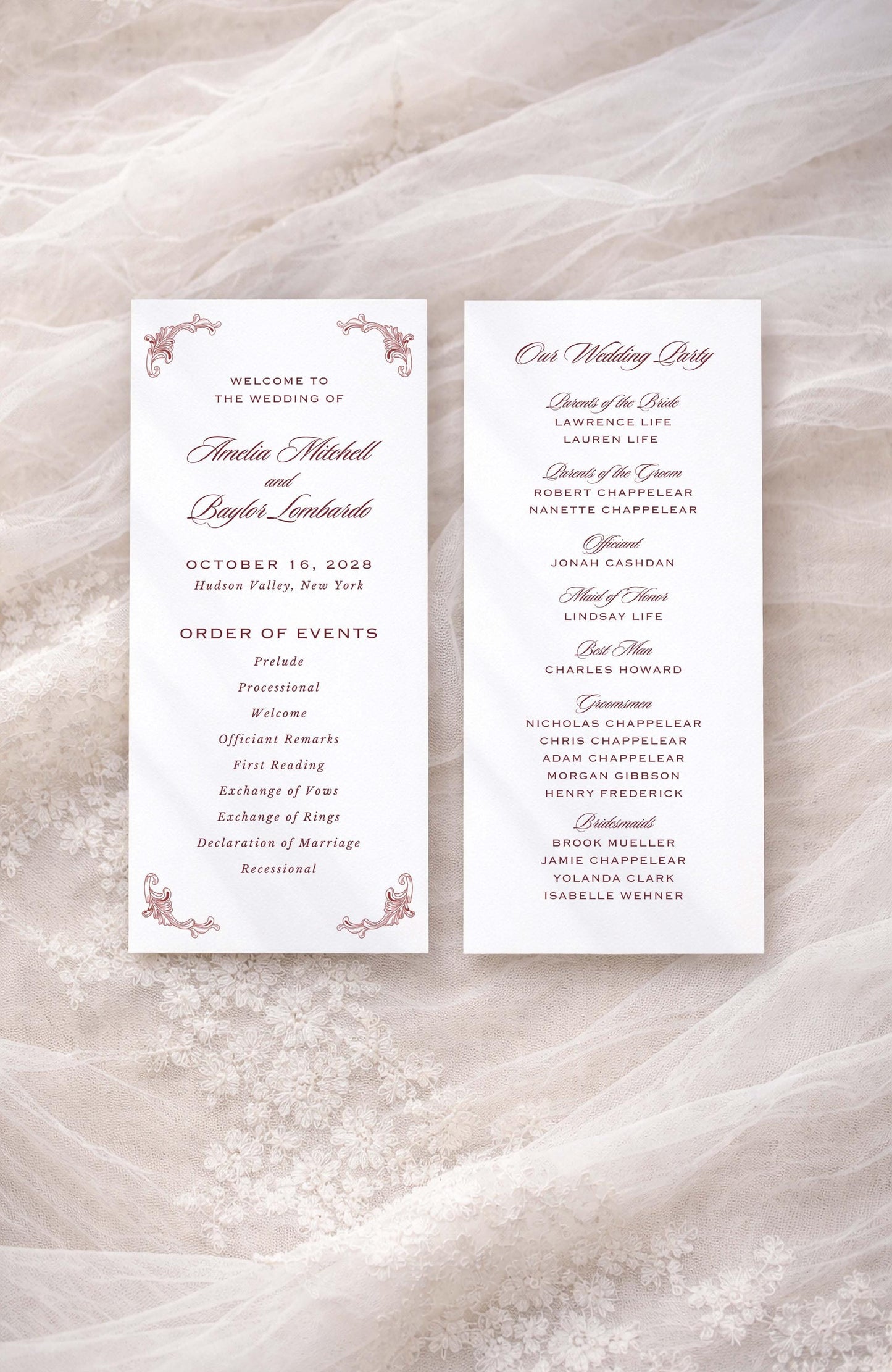 Vintage Lace Wedding Program Template