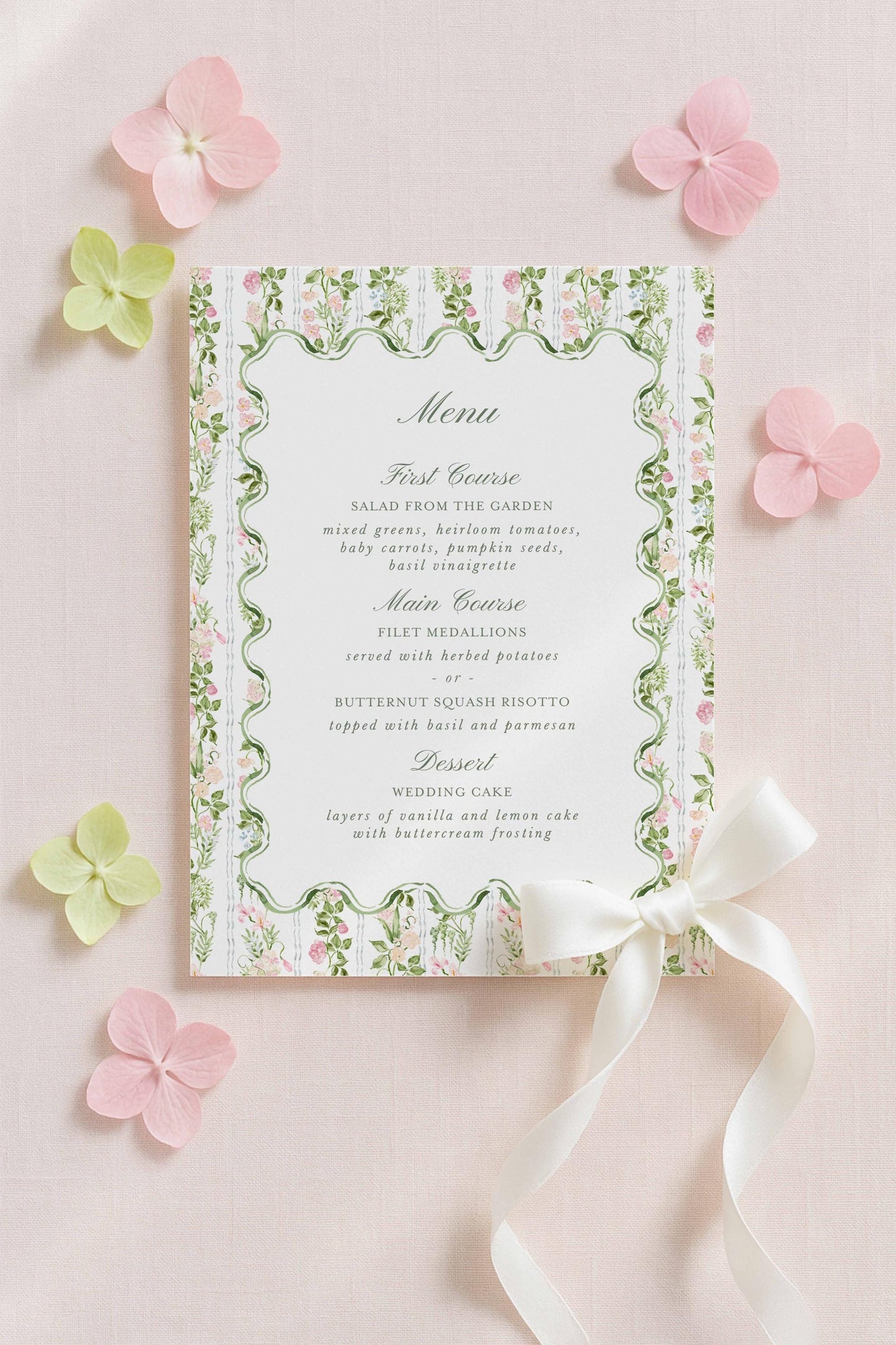 Hand-Painted Floral Wedding Menu Template