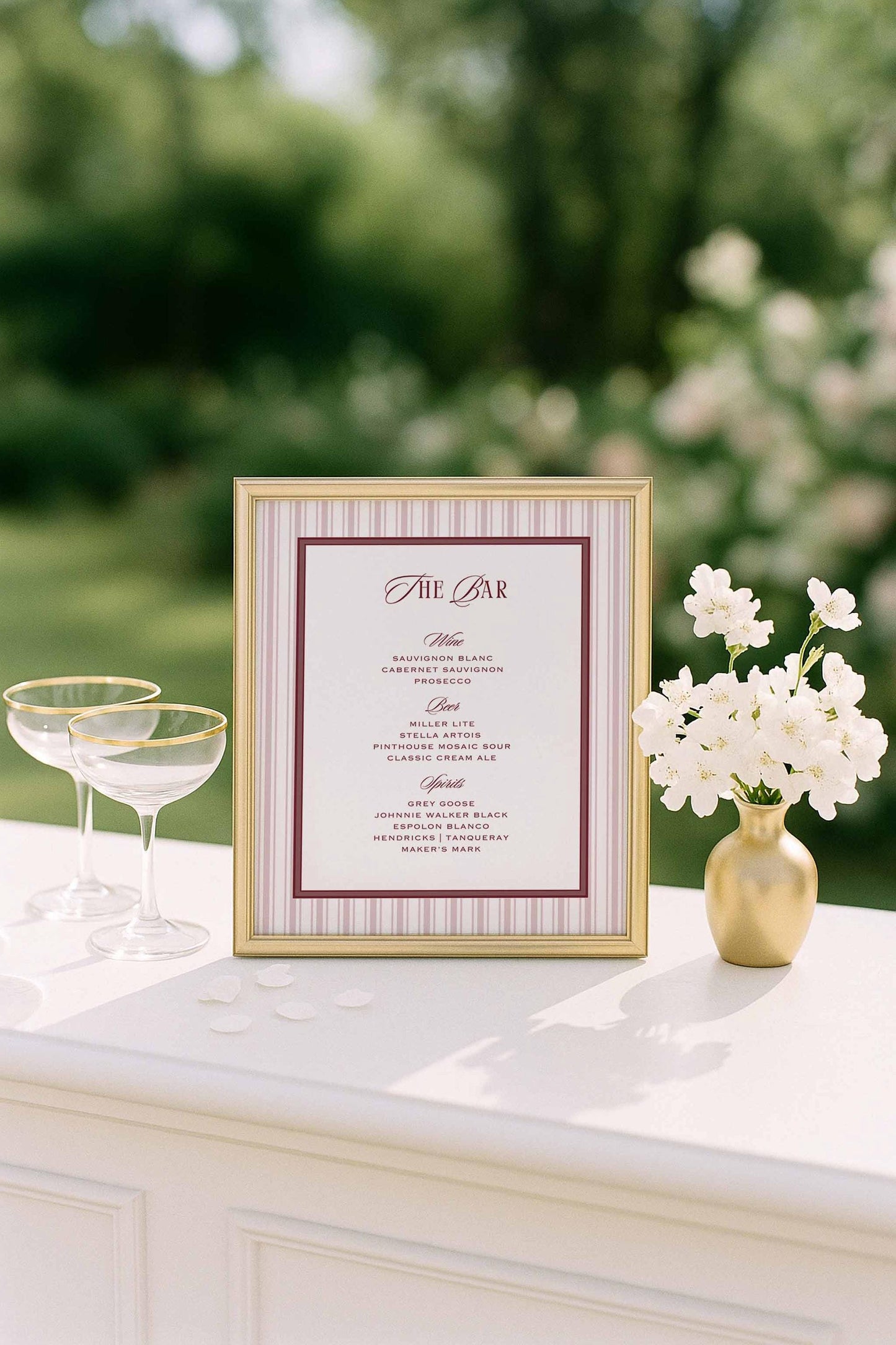 Vintage Lace Wedding Bar Menu Template