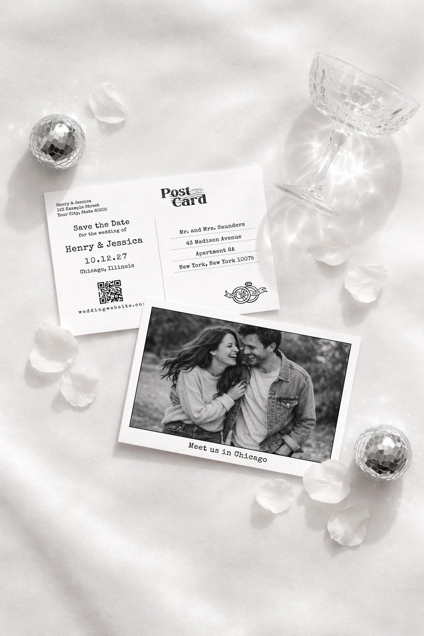 Vintage Polaroid Typewriter Postcard Save the Date Template