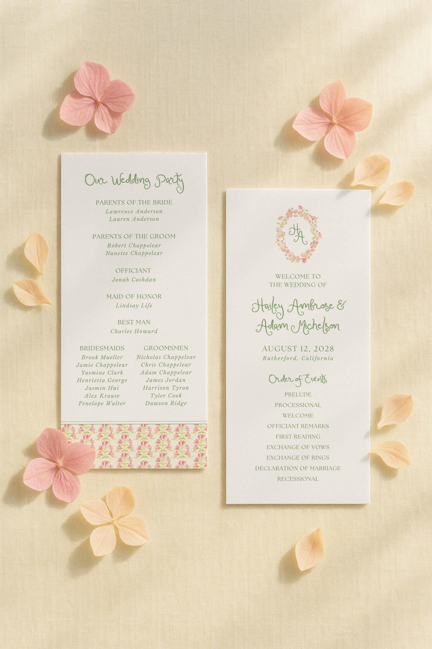 Whimsical Garden Wedding Program Template