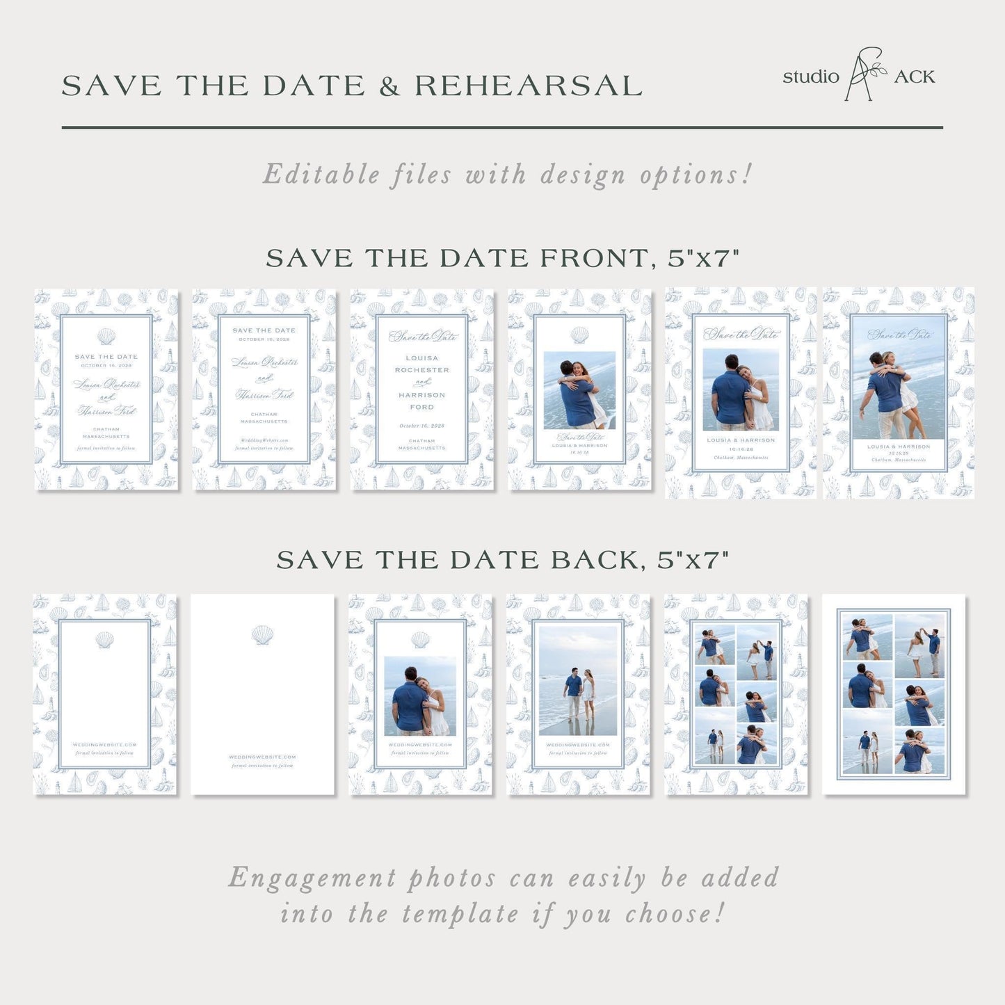 Coastal Toile Save the Date Template