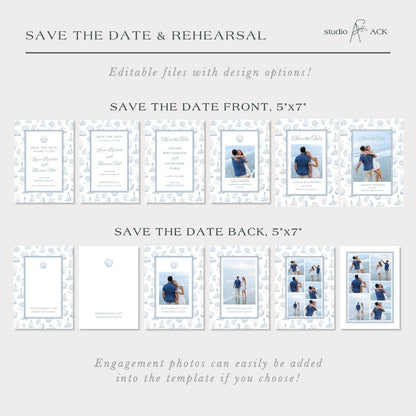 Coastal Toile Save the Date Template
