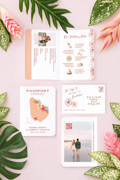 Birds of Paradise Wedding Passport Invitation Template