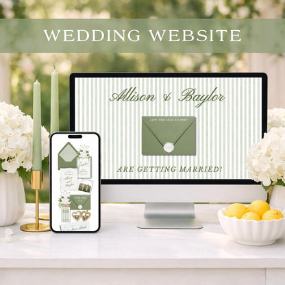 Green Striped Wedding Website Template