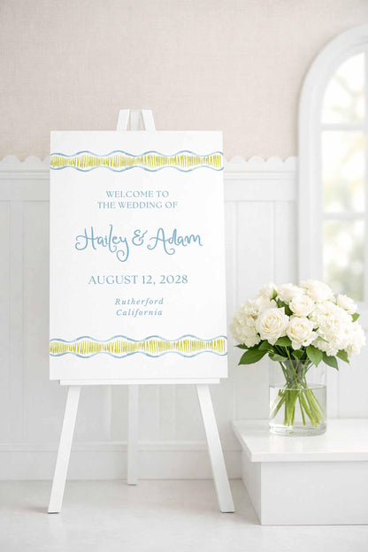 Fun Wavy Wedding Welcome Sign Template