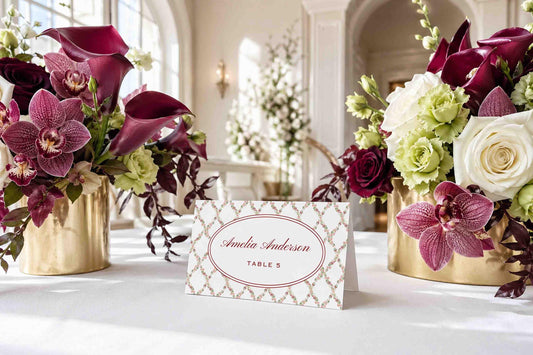 Dusty Pink Floral Wedding Escort Card Template