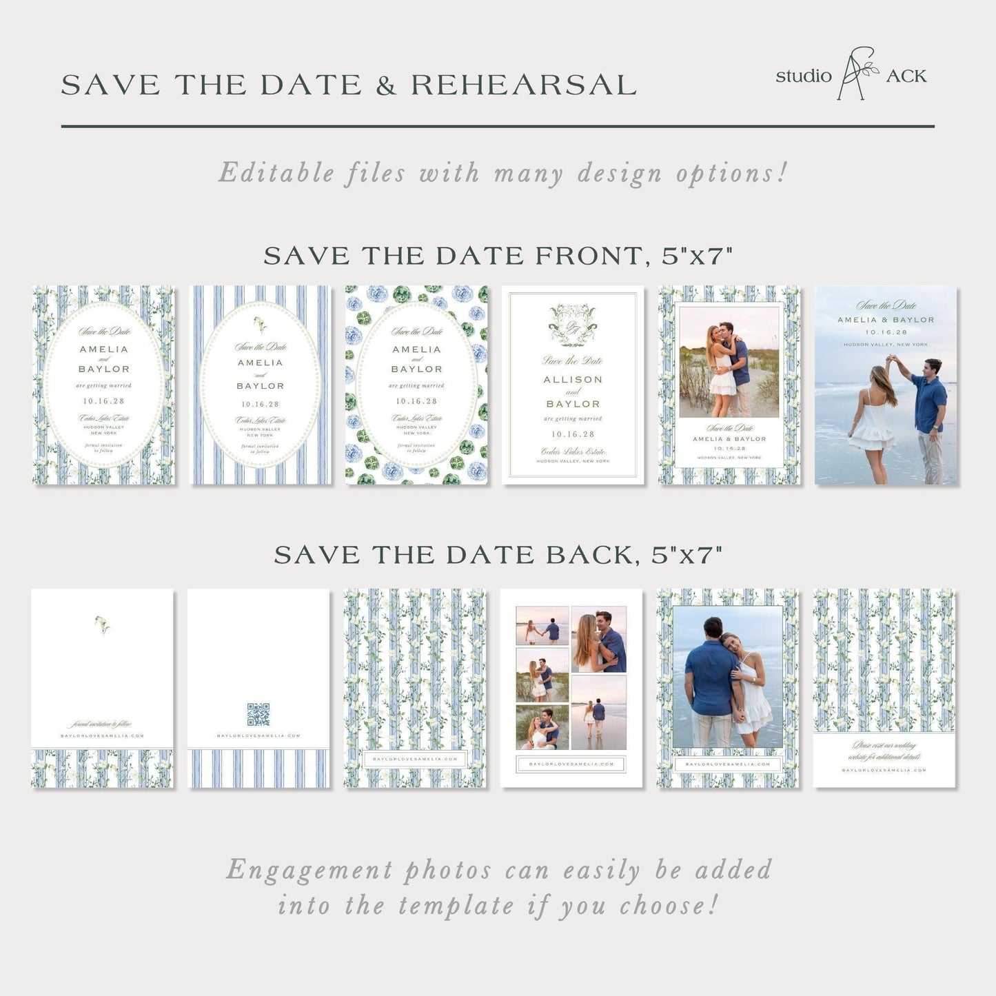 Blue, White & Green Save the Date Template