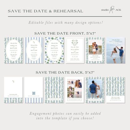 Blue, White & Green Save the Date Template