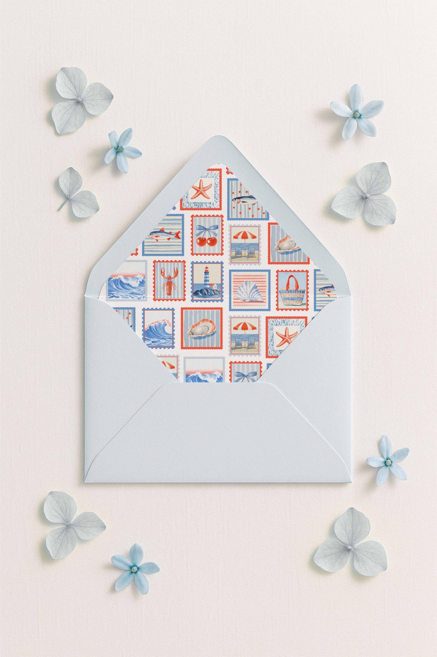 Nautical Postage Stamp Envelope Liner Template