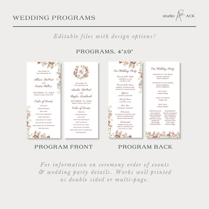 Dusty Pink Floral Wedding Template Bundle