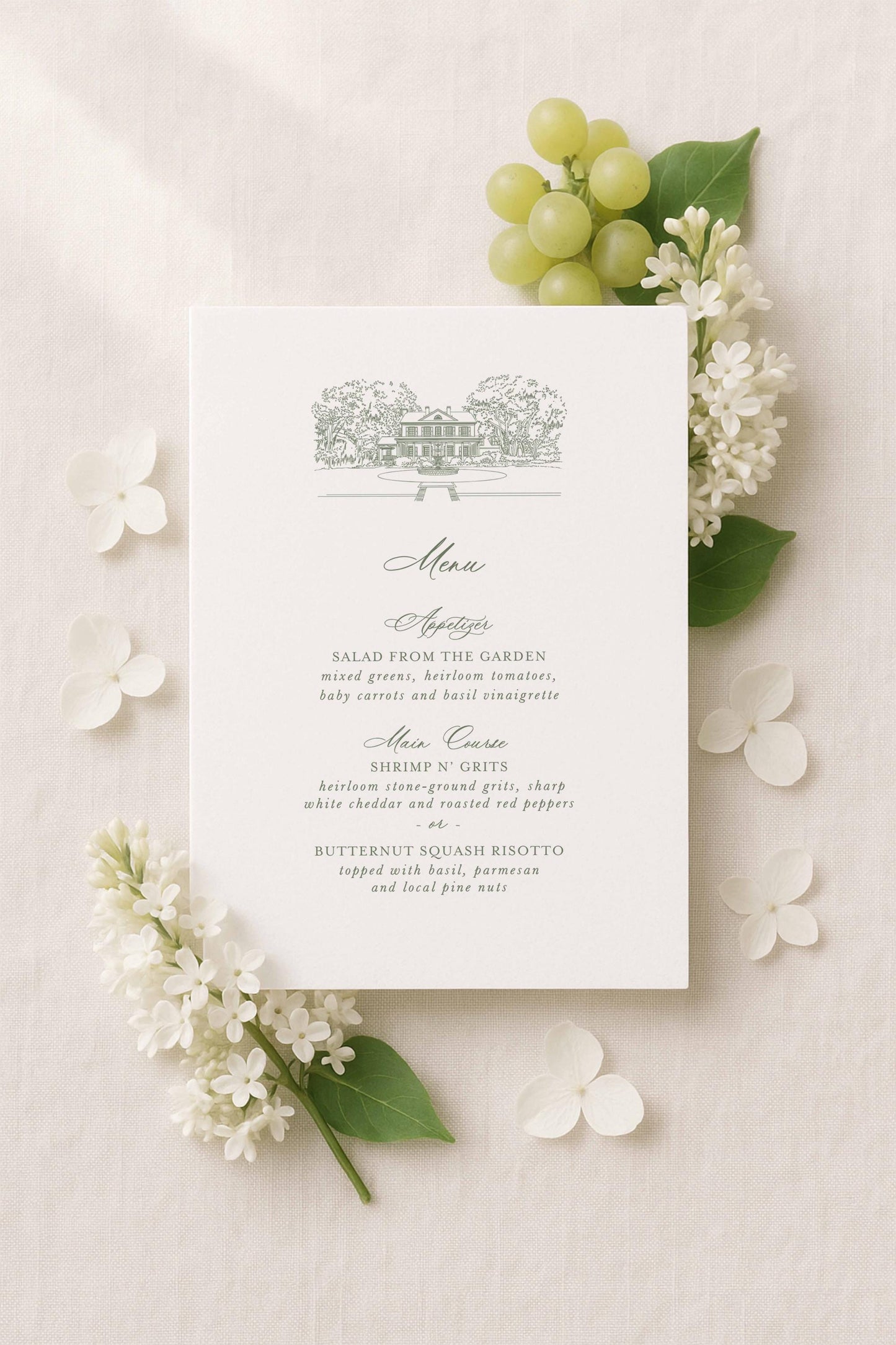Legare Waring House Wedding Menu Template