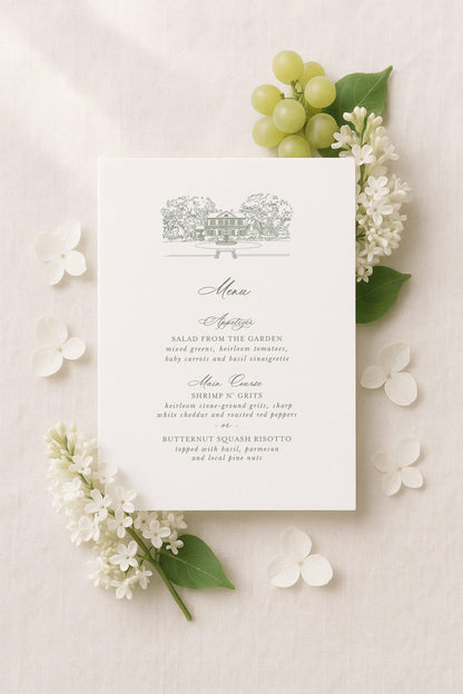 Legare Waring House Wedding Menu Template
