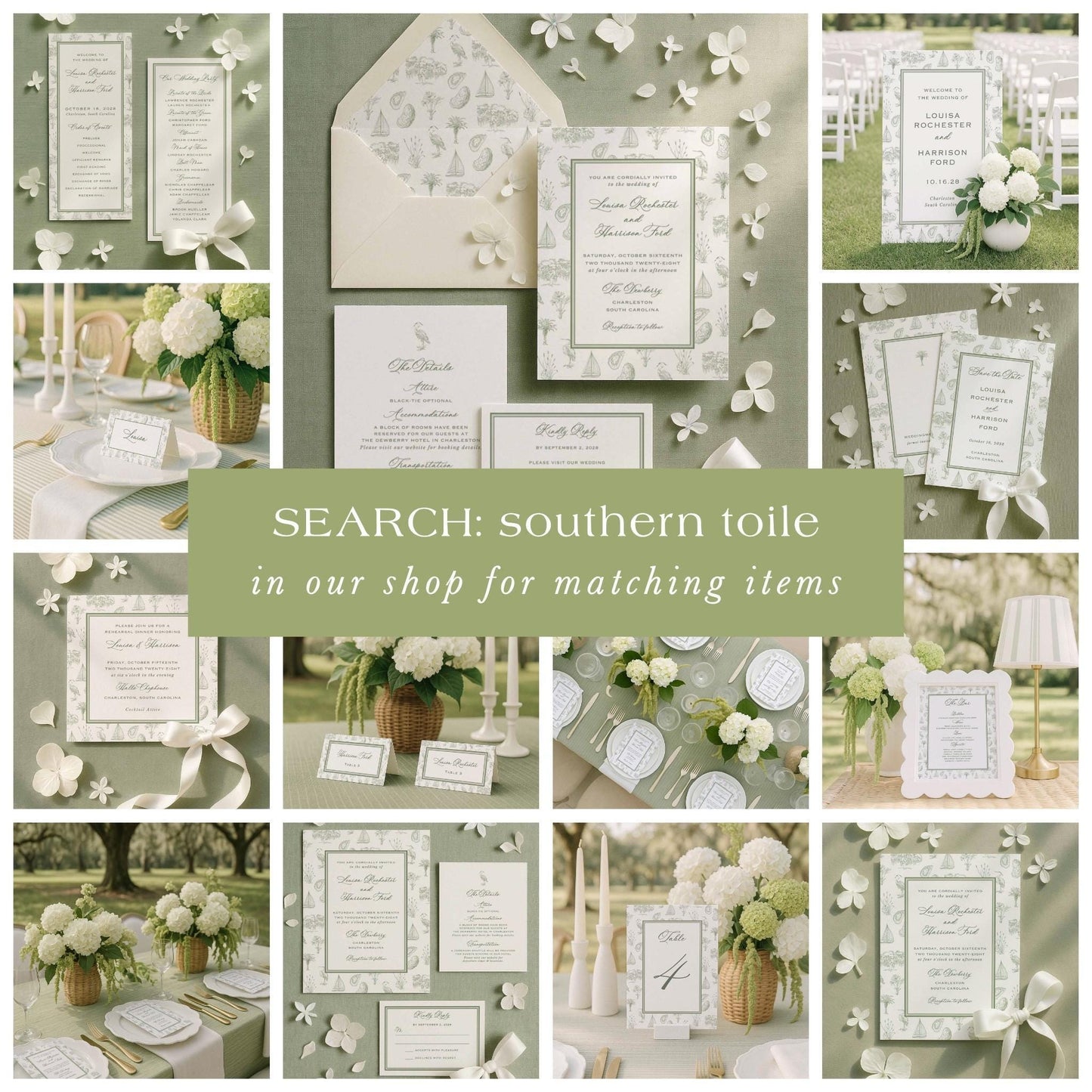 Southern Toile Wedding Place Card Template
