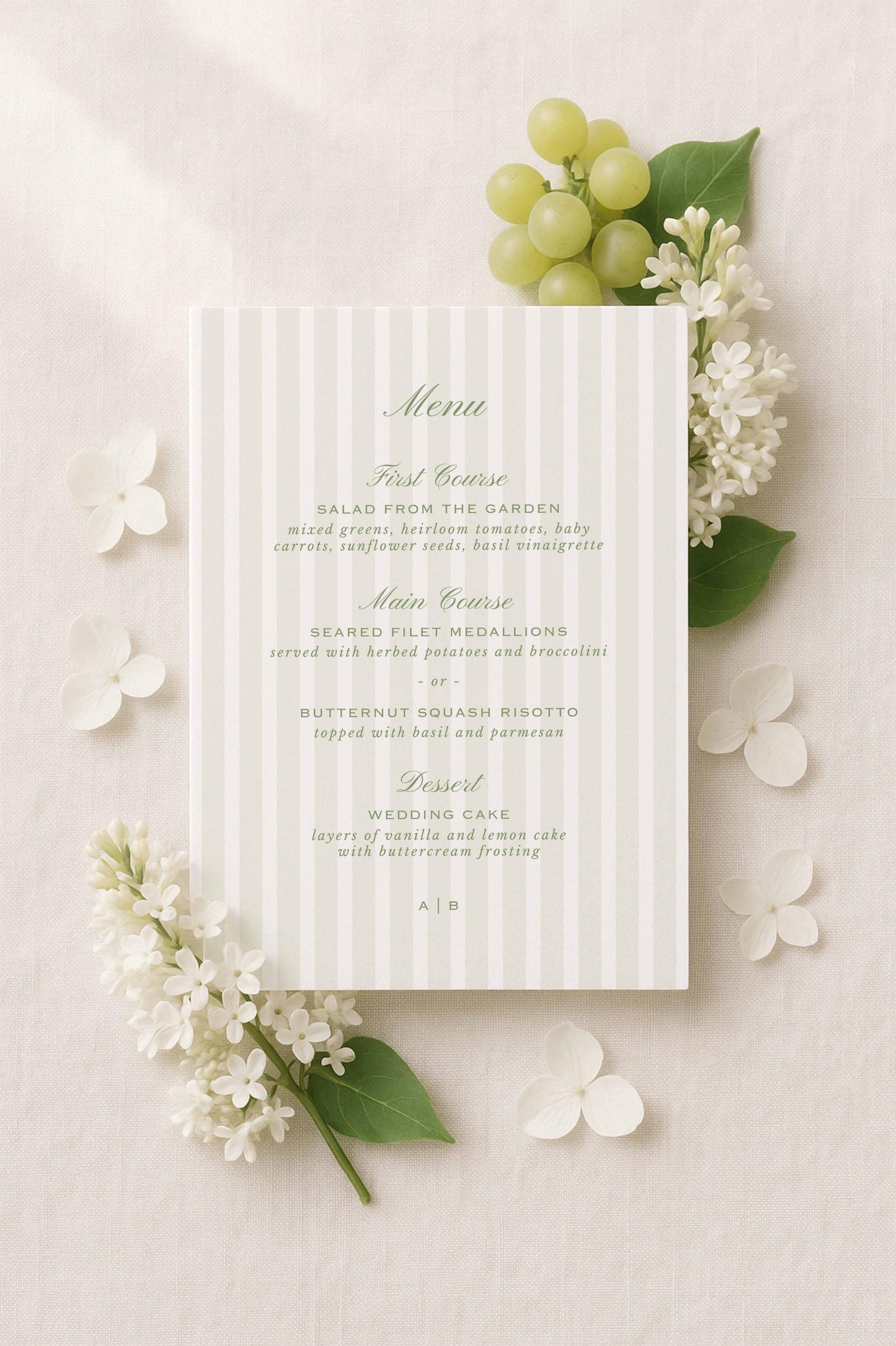 Green Rattan Wedding Menu Template